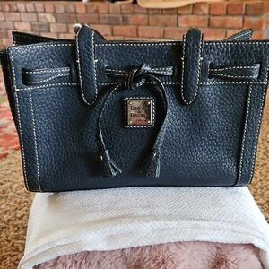 Vintage Dooney & Bourke Black Leather East West Tassel Tote Bag